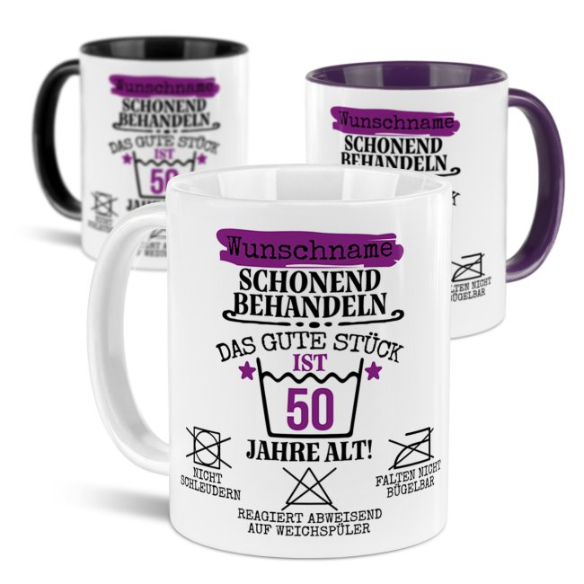 Personalisierte Tasse zum Geburtstag - Schonend behandeln - Das gute St&uuml;ck - Weiblich - mit Name &amp; Zahl