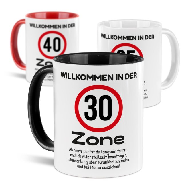 Personalisierte Tasse zum Geburtstag - Willkommen in der XX Zone - mit Zahl
