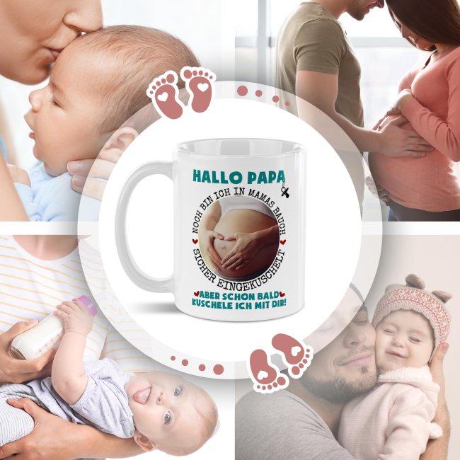 Personalisierte Tasse - Coming soon, blau - mit Foto