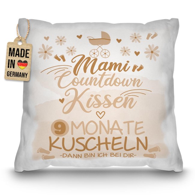 Kissen zur Schwangerschaft - Mami Countdown, beige
