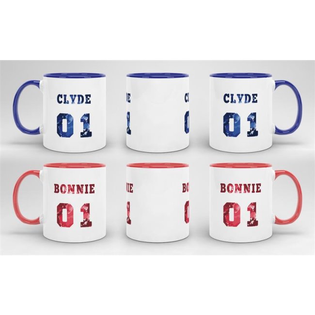 Tassenset Bonnie &amp; Clyde Innen / Henkel Rot &amp; Blau