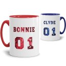 Tassenset Bonnie &amp; Clyde Innen / Henkel Rot &amp; Blau