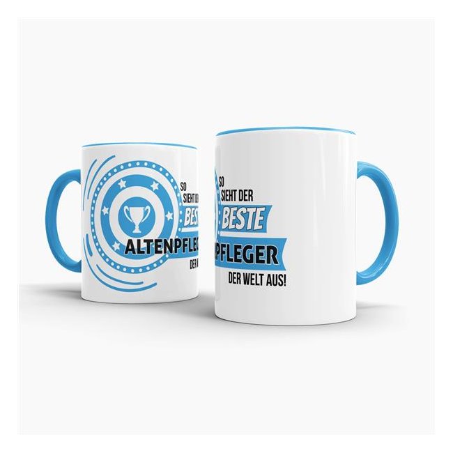 Berufe-Tasse - So sieht der beste Altenpfleger aus - Hellblau