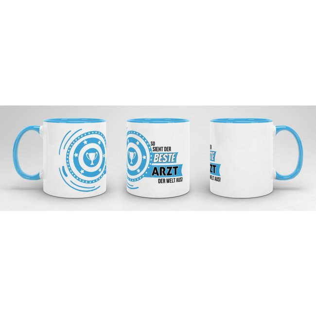 Berufe-Tasse - So sieht der beste Arzt aus - Hellblau