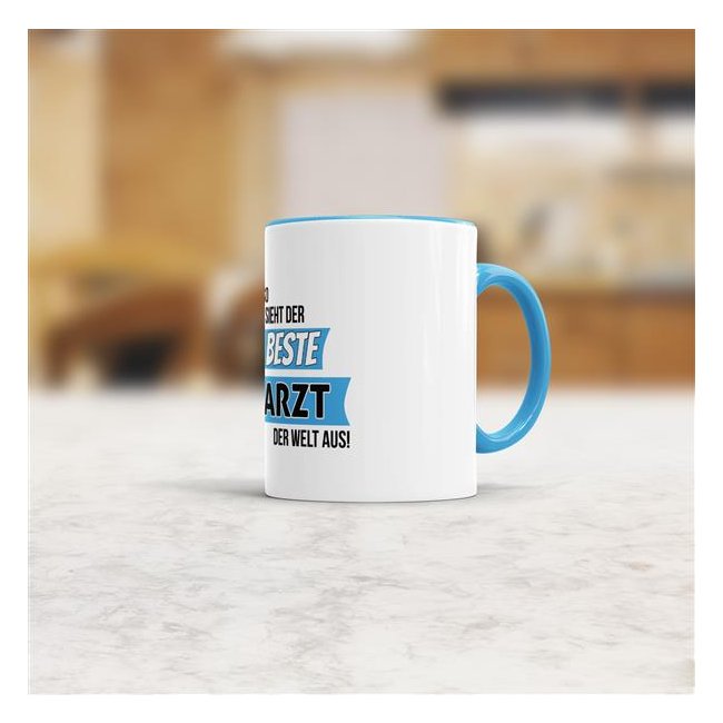 Berufe-Tasse - So sieht der beste Arzt aus - Hellblau