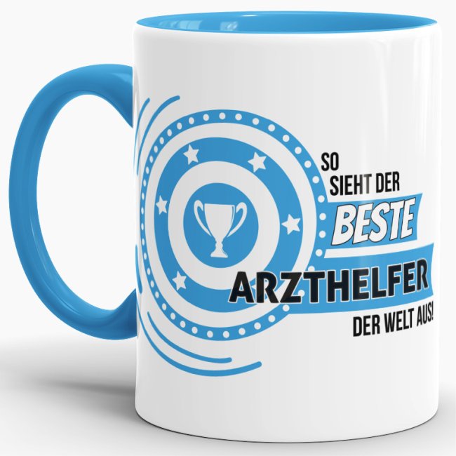 Berufe-Tasse - So sieht der beste Arzthelfer aus - Hellblau