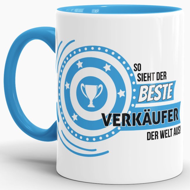 Berufe-Tasse - So sieht der beste Verk&auml;ufer aus - Hellblau