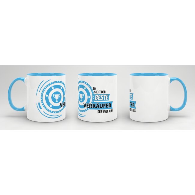 Berufe-Tasse - So sieht der beste Verk&auml;ufer aus - Hellblau