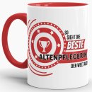 Berufe-Tasse - So sieht die beste Altenpflegerin aus - Rot