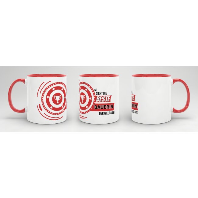 Berufe-Tasse - So sieht die beste Bauerin aus - Rot