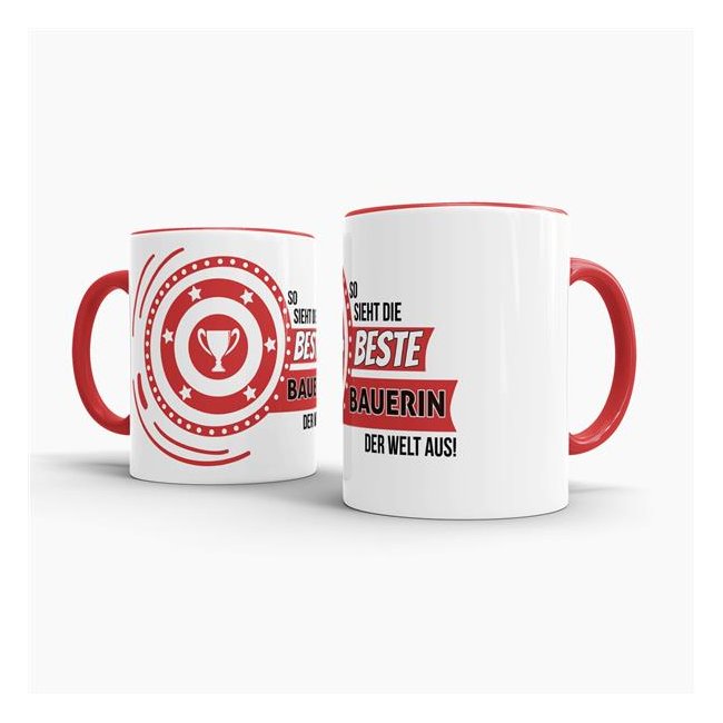 Berufe-Tasse - So sieht die beste Bauerin aus - Rot