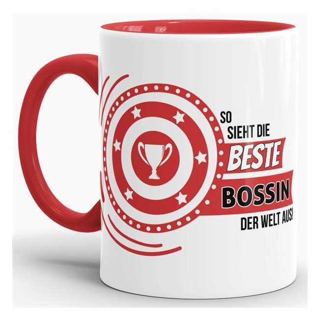 Berufe-Tasse - So sieht die beste Bossin aus - Rot
