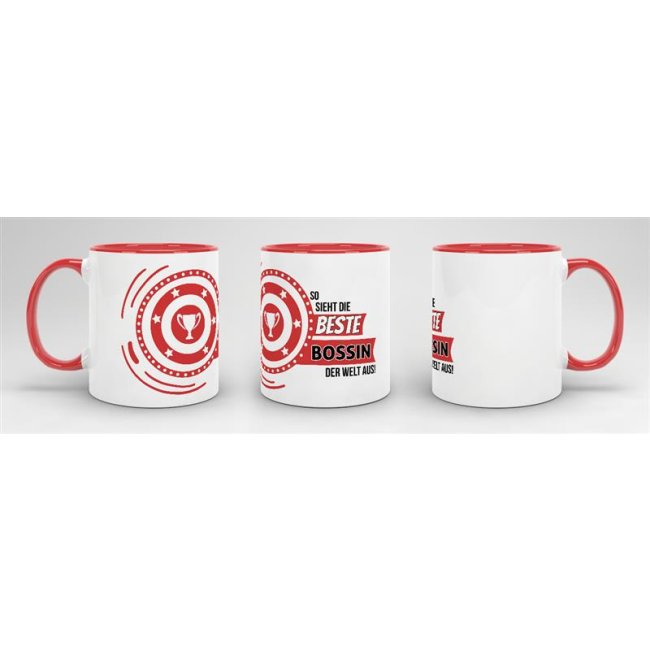 Berufe-Tasse - So sieht die beste Bossin aus - Rot