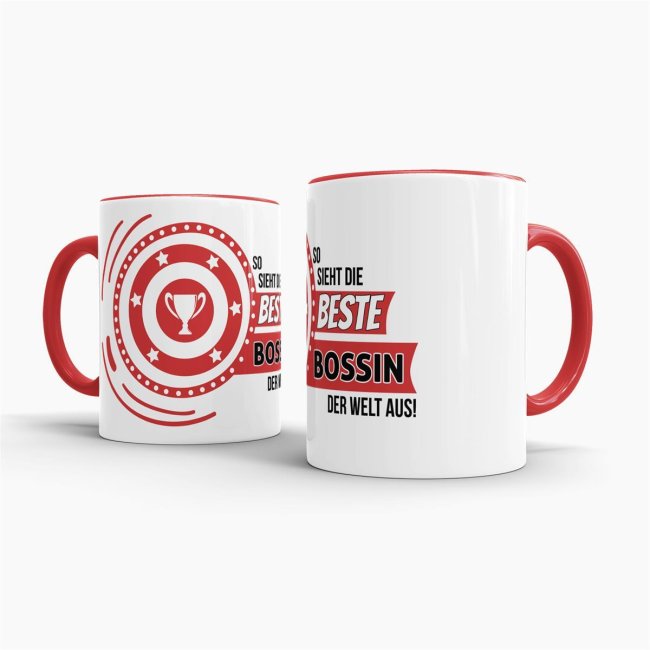 Berufe-Tasse - So sieht die beste Bossin aus - Rot