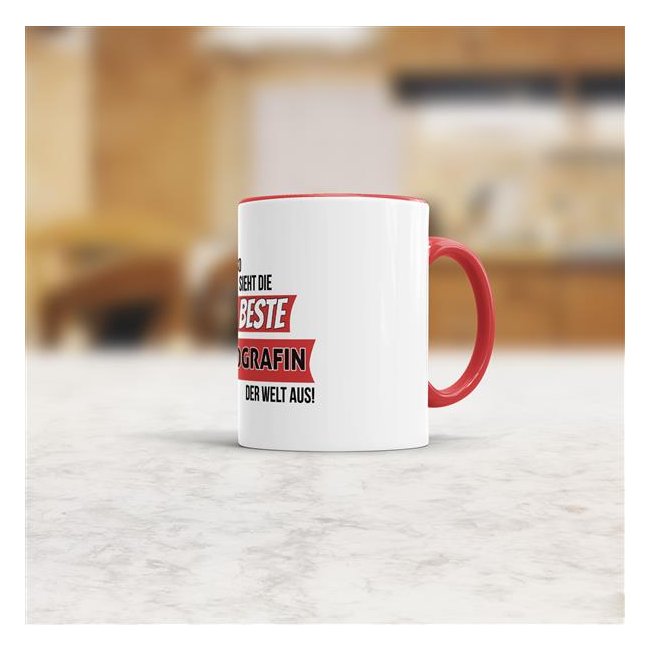 Berufe-Tasse - So sieht die beste Fotografin aus - Rot