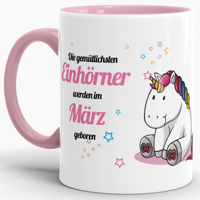 Geburtstagstasse Einhorn - Monat w&auml;hlbar