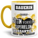 Berufe-Tasse in Gelb - Bedeutung einer Bauerin