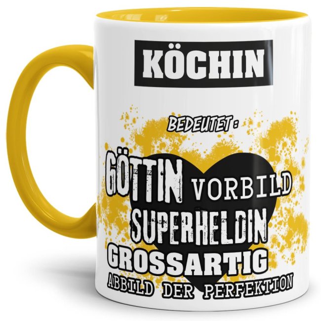 Berufe-Tasse in Gelb - Bedeutung einer K&ouml;chin