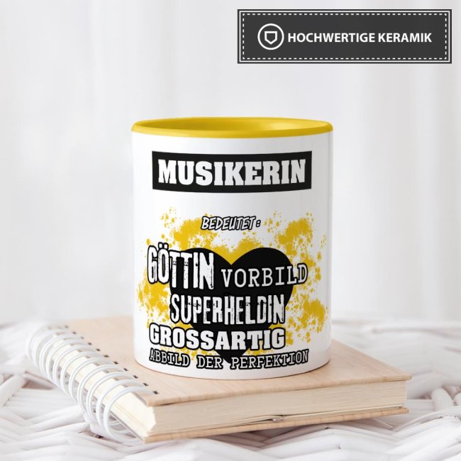 Berufe-Tasse in Gelb - Bedeutung einer Musikerin