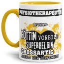 Berufe-Tasse in Gelb - Bedeutung einer Physiotherapeutin