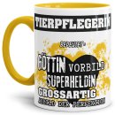 Berufe-Tasse in Gelb - Bedeutung einer Tierpflegerin