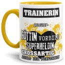 Berufe-Tasse in Gelb - Bedeutung einer Trainerin