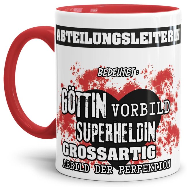 Berufe-Tasse in Rot - Bedeutung einer Abteilungsleiterin