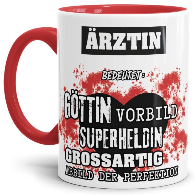 Berufe-Tasse in Rot - Bedeutung einer &Auml;rztin