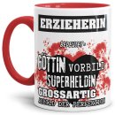 Berufe-Tasse in Rot - Bedeutung einer Erzieherin