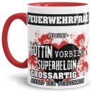 Berufe-Tasse in Rot - Bedeutung einer Feuerwehrfrau