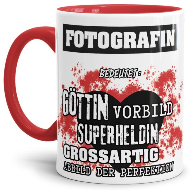 Berufe-Tasse in Rot - Bedeutung einer Fotografin