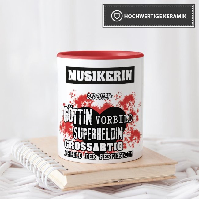 Berufe-Tasse in Rot - Bedeutung einer Musikerin