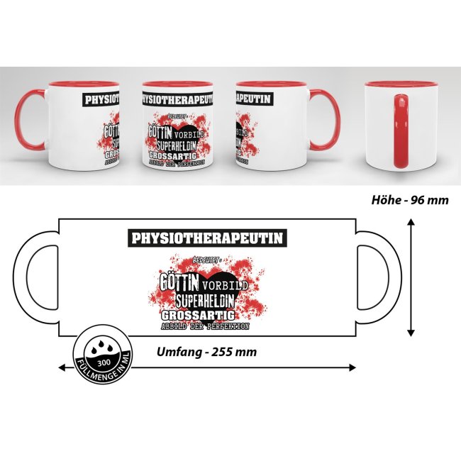 Berufe-Tasse in Rot - Bedeutung einer Physiotherapeutin