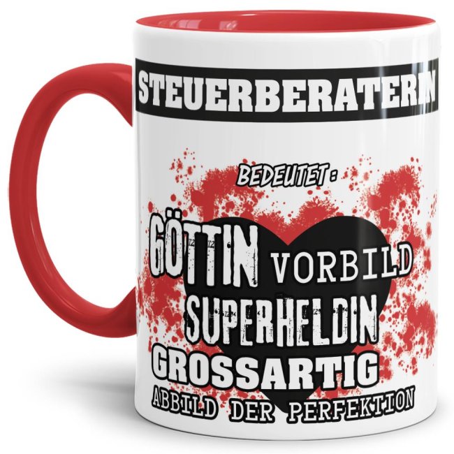 Berufe-Tasse in Rot - Bedeutung einer Steuerberaterin