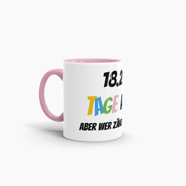 Tasse zum 50. Geburtstag - 18263 Tage alt - aber wer z&auml;hlt schon mit - Rosa