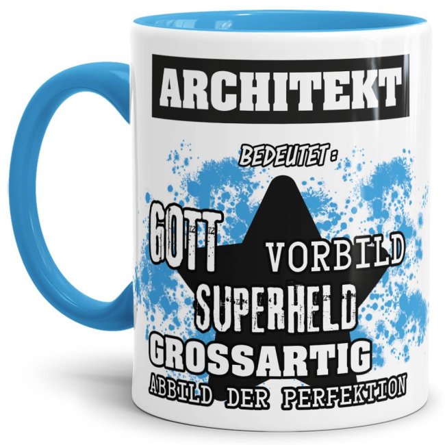 Berufe-Tasse - Bedeutung eines Architekten - Hellblau