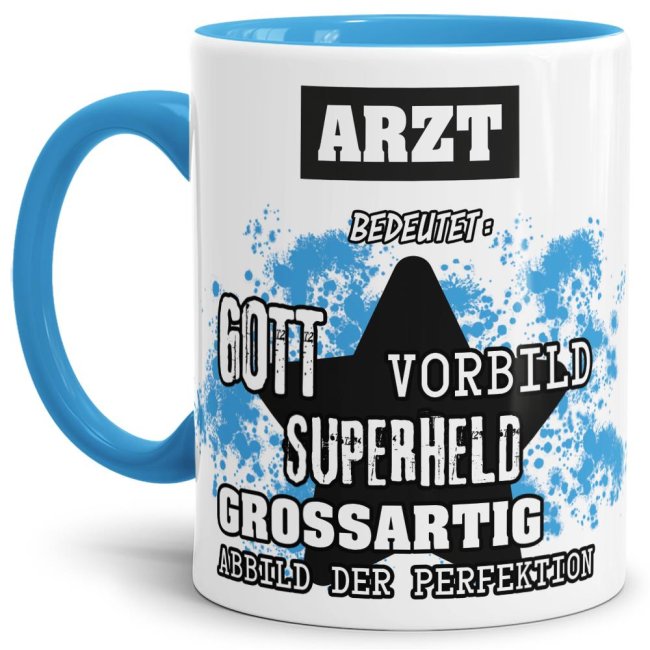 Berufe-Tasse - Bedeutung eines Arztes - Hellblau