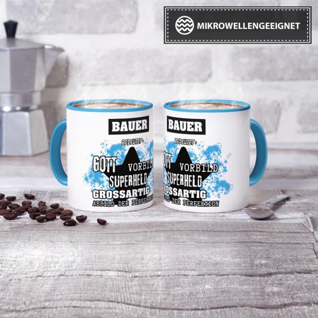 Berufe-Tasse - Bedeutung eines Bauern - Hellblau