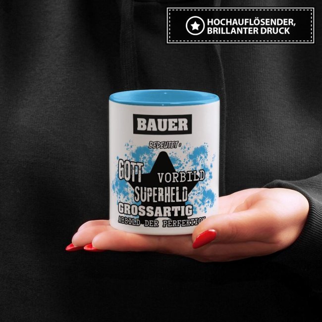 Berufe-Tasse - Bedeutung eines Bauern - Hellblau