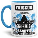 Berufe-Tasse - Bedeutung eines Friseurs - Hellblau