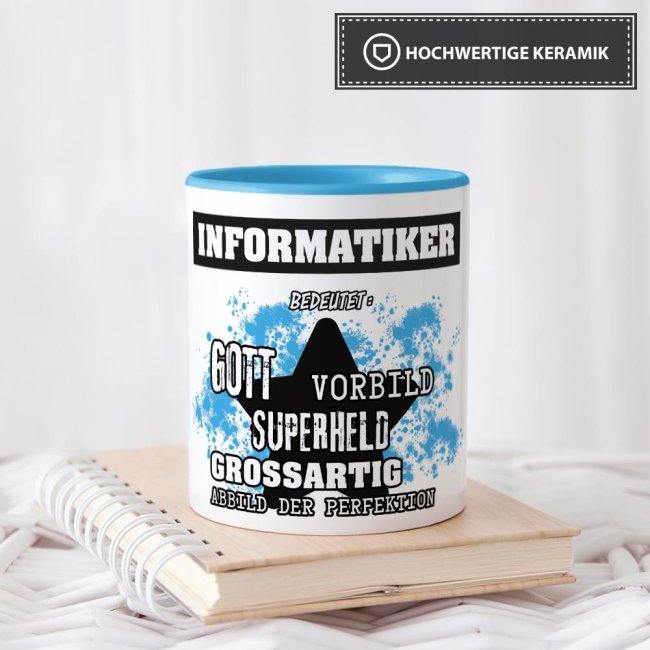 Berufe-Tasse - Bedeutung eines Informatikers - Hellblau