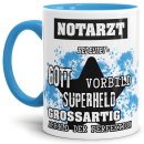 Berufe-Tasse - Bedeutung eines Notarztes - Hellblau