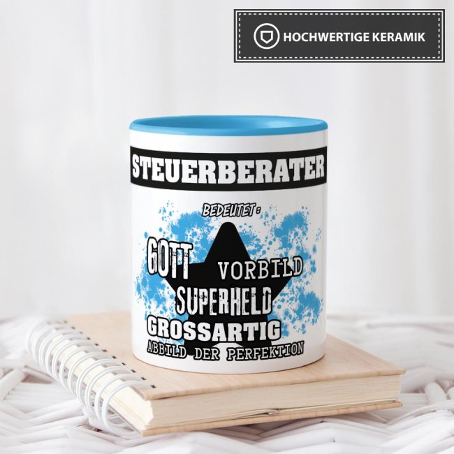 Berufe-Tasse - Bedeutung eines Steuerberaters - Hellblau