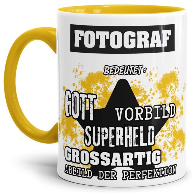 Berufe-Tasse - Bedeutung eines Fotografen - Gelb