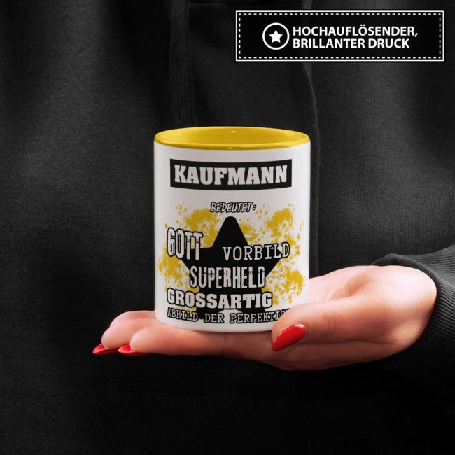 Berufe-Tasse - Bedeutung eines Kaufmanns - Gelb