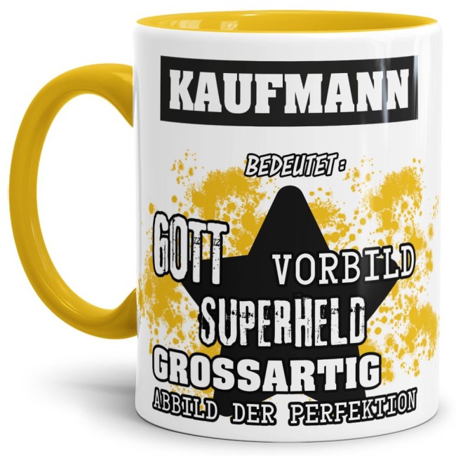 Berufe-Tasse - Bedeutung eines Kaufmanns - Gelb