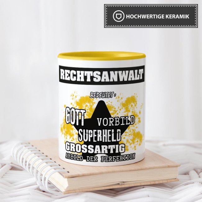 Berufe-Tasse - Bedeutung eines Rechtsanwalts - Gelb