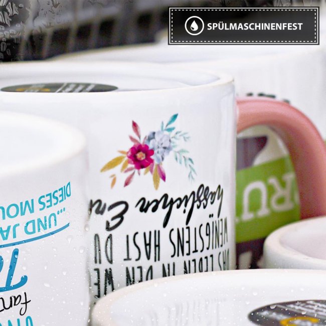 Tasse mit Spruch - Frau buchstabieren BOSS - Innen &amp; Henkel Schwarz