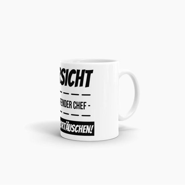 Tasse mit Spruch - Vorsicht Freilaufender Chef - Weiss