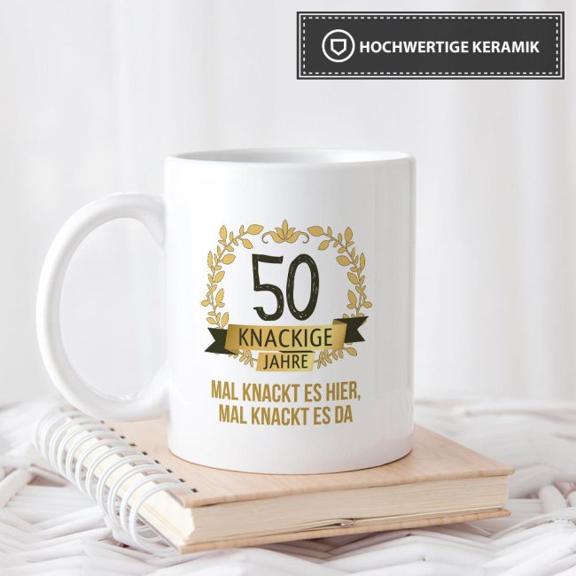 Geburtstagstasse mit Spruch - Knackige 50